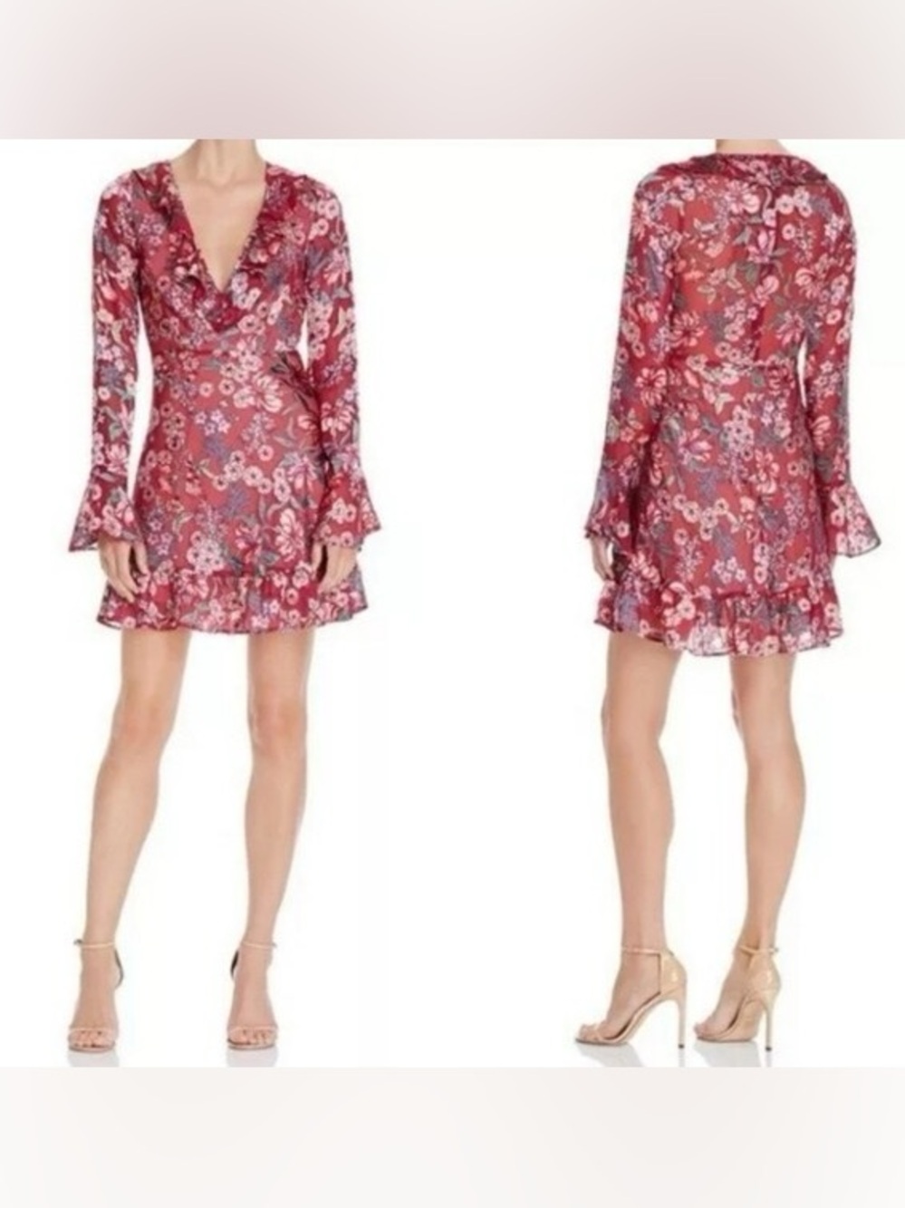 For Love & Lemons Gracie Red Floral Print Cocktail Dress | Size Small
